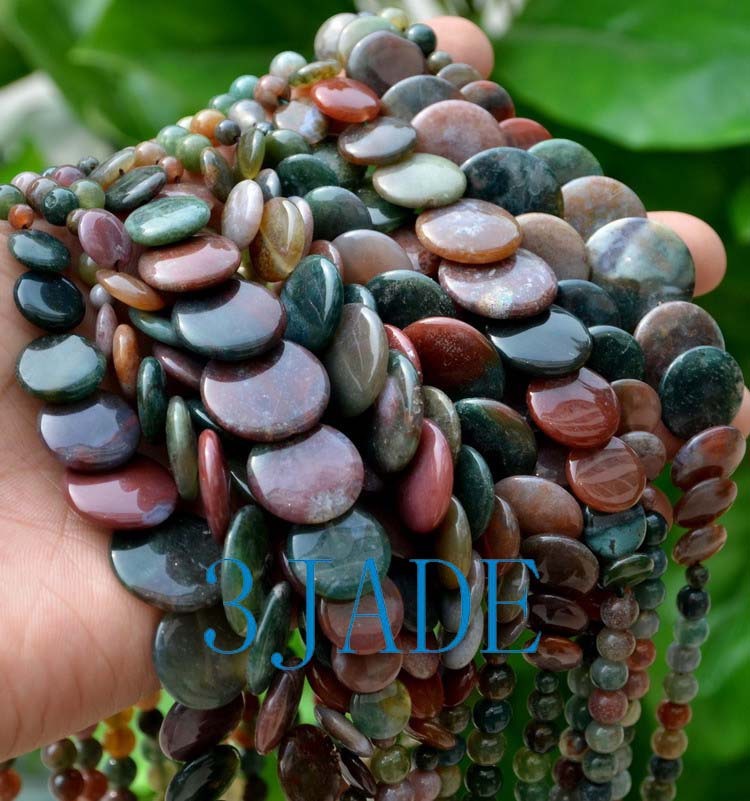 17″ Natural Multi-color Moss Agate Beads Necklace
