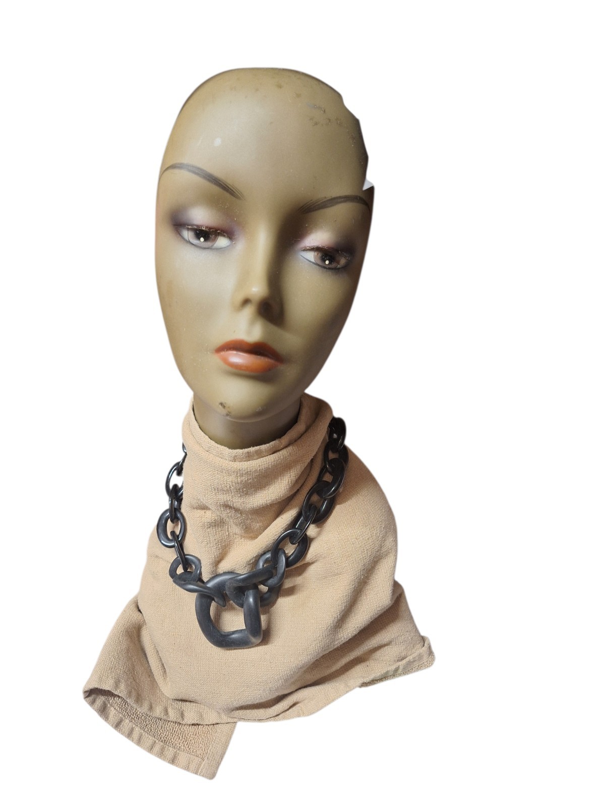 14th & Union Black Chunky Plastic Chain Style Necklace Modern Gothic Matte Slick