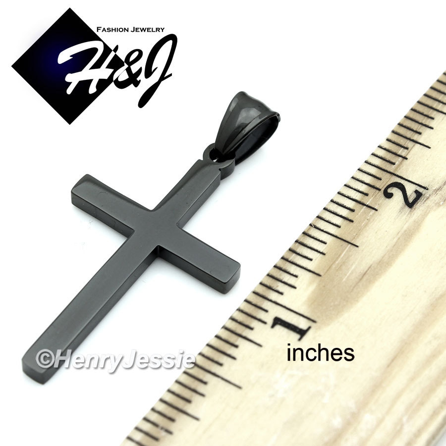 Men’s Women’s Black Plated Over Stainless Steel Simple Plain Cross Pendant*BP29