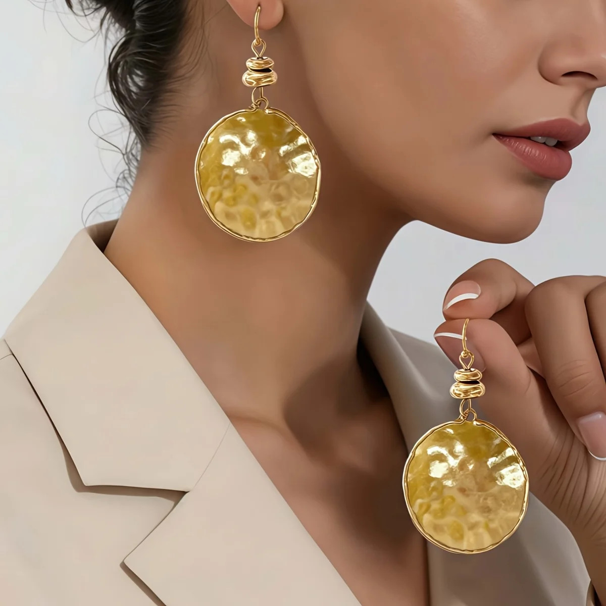 1Pair Concave Convex Geometric Disc Earrings Simple Personal Daily Party Jewelry