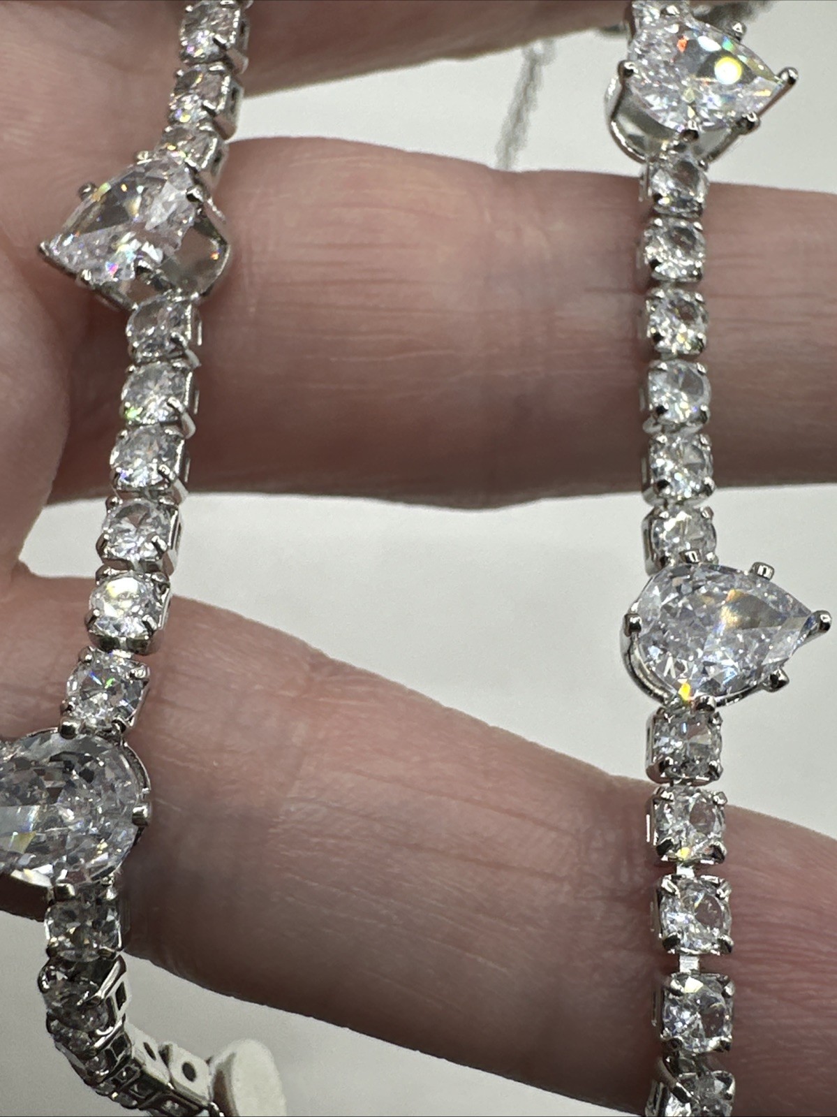 Nordstrom Large oval shape Cubic Zirconia Collar Necklace 16-19” Bride Wedding