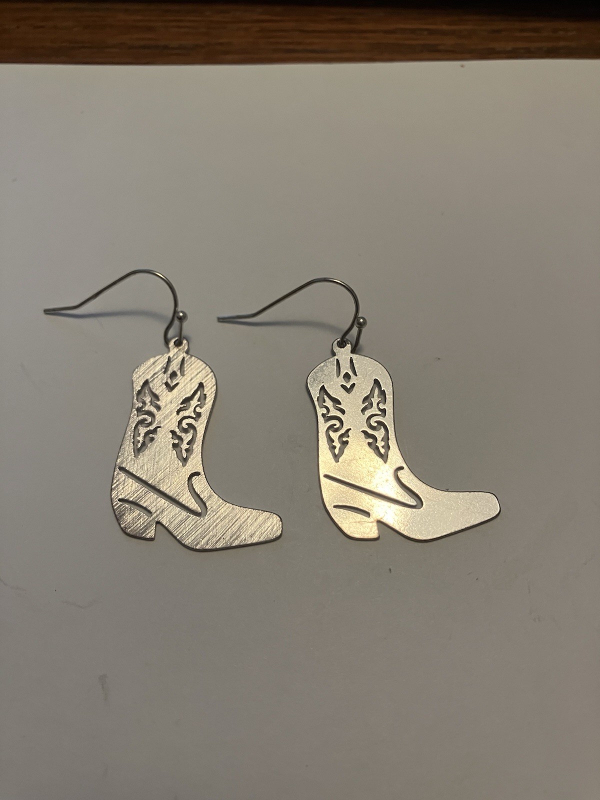 Cowboy Boots Earrings Silver Tone Dangle Cowgirl Western