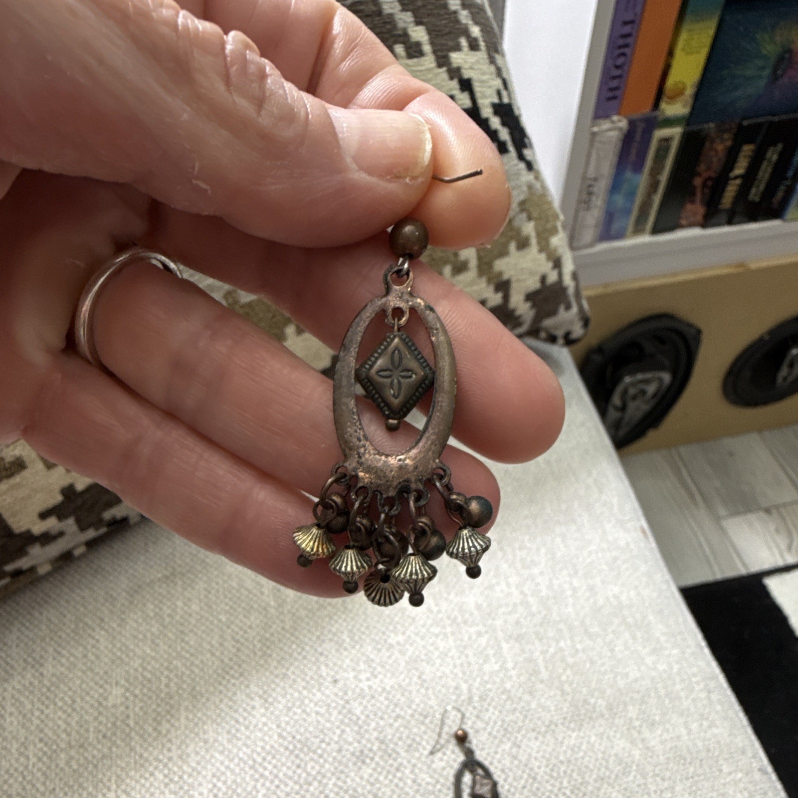 Vintage bohemian tribal-style chandelier earrings