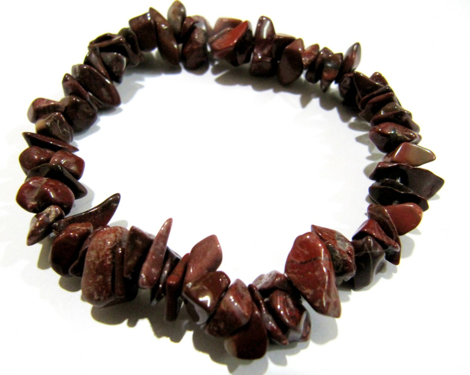 Natural Red Jasper Chip Stretchy Bracelet Uncut Nugget 6mm To 9mm 7 Inch