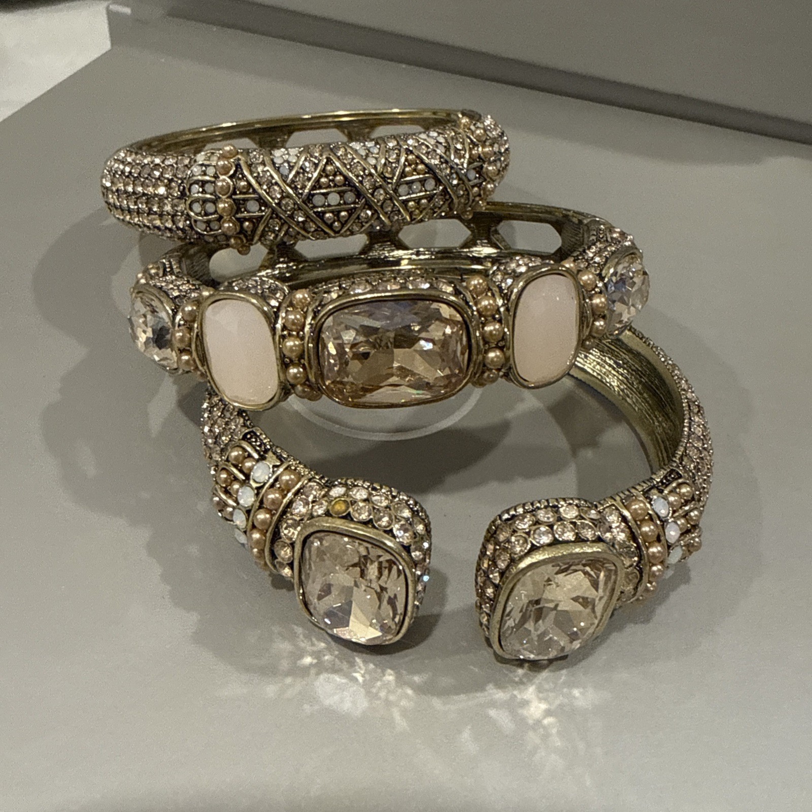 Heidi Daus Triple Play Crystal Bangle Bracelet 3 Pc Set