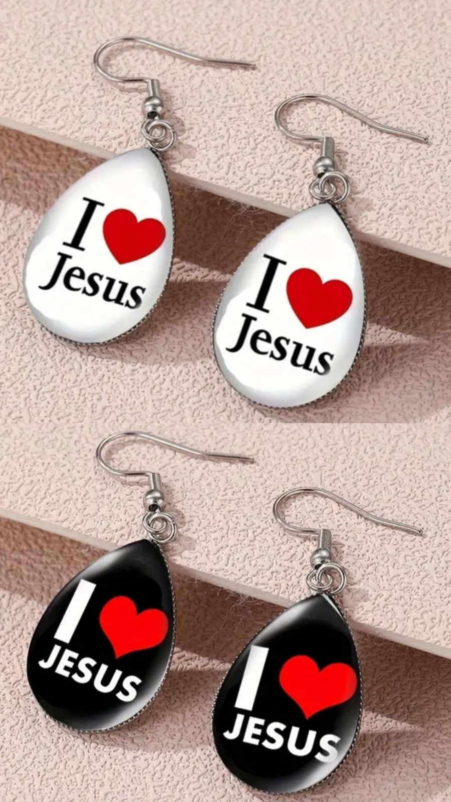 1 Pair “I Love Jesus” Teardrop Earrings