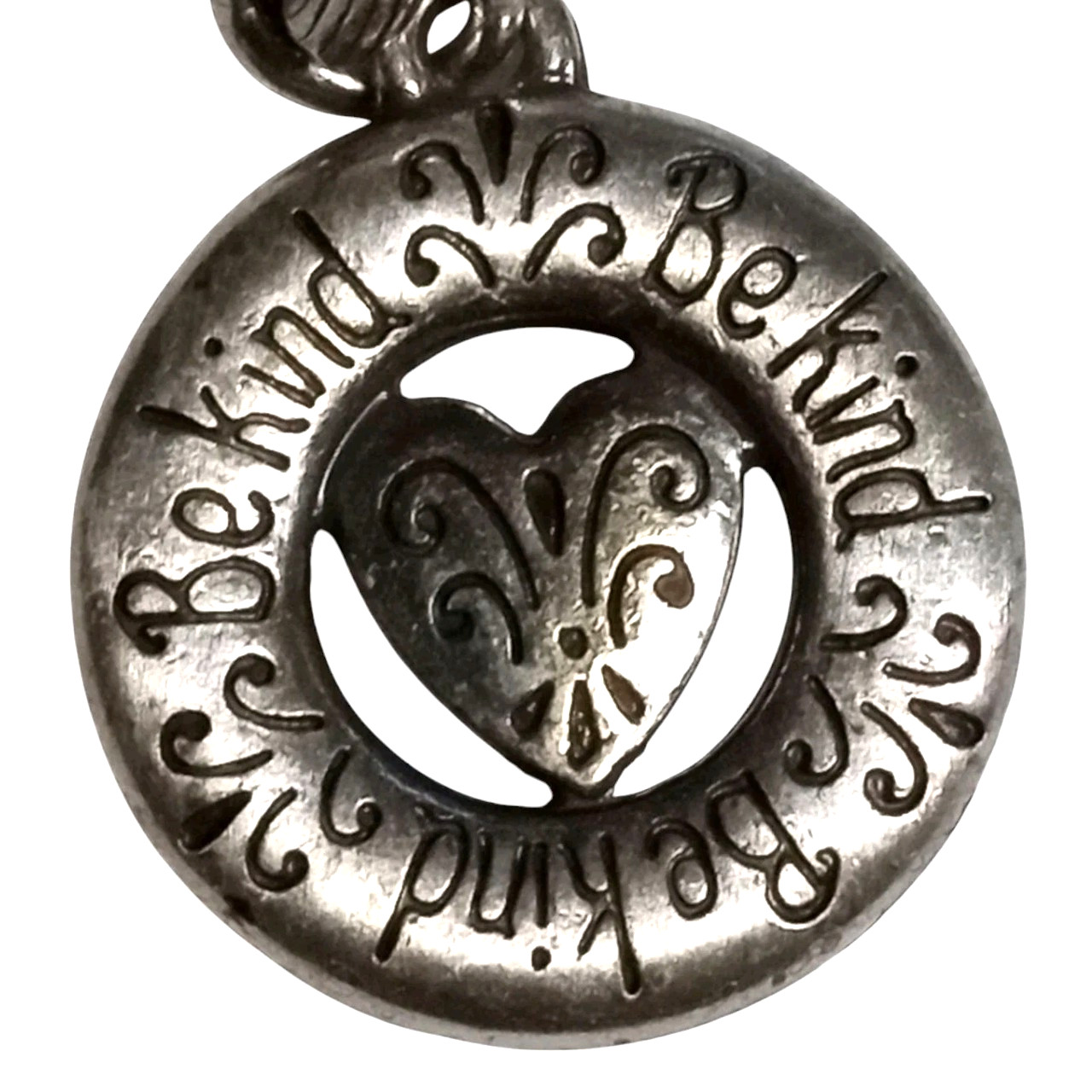 BRIGHTON Signed B Heart Silver Gold Tone Peace Charm Bracelet Enamel World Dove