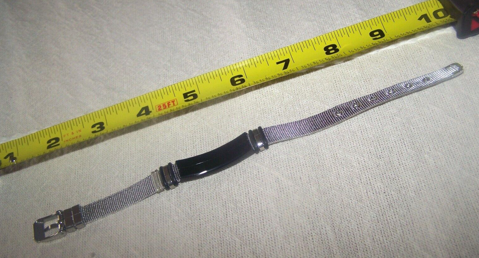 Harley Davidson Black Silver Metal Mesh Bar Shield Wings Adjustable Bracelet NOS