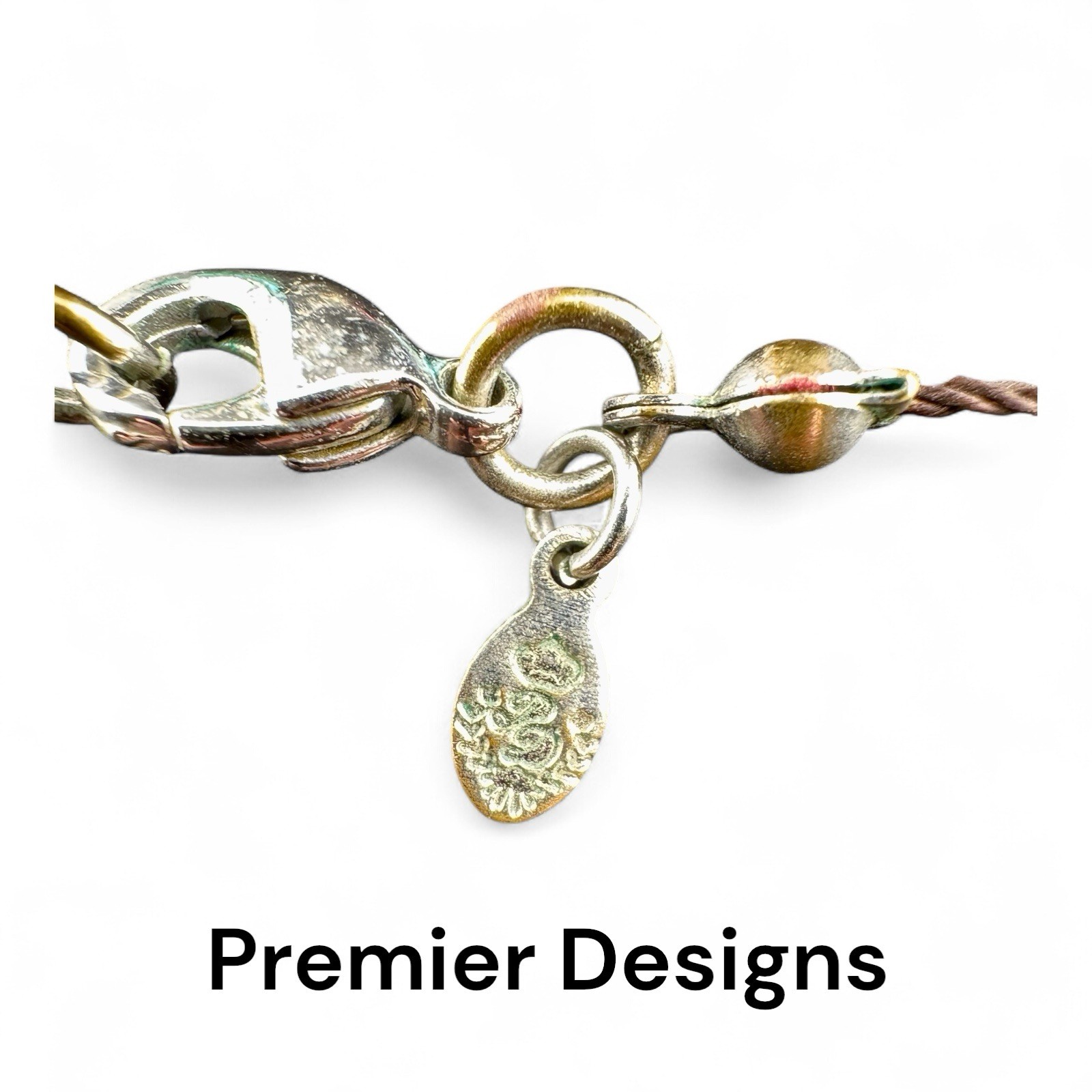 Colorful Premier Designs Bronze/Gold Tone Chain With Glass Beads—38 Inches