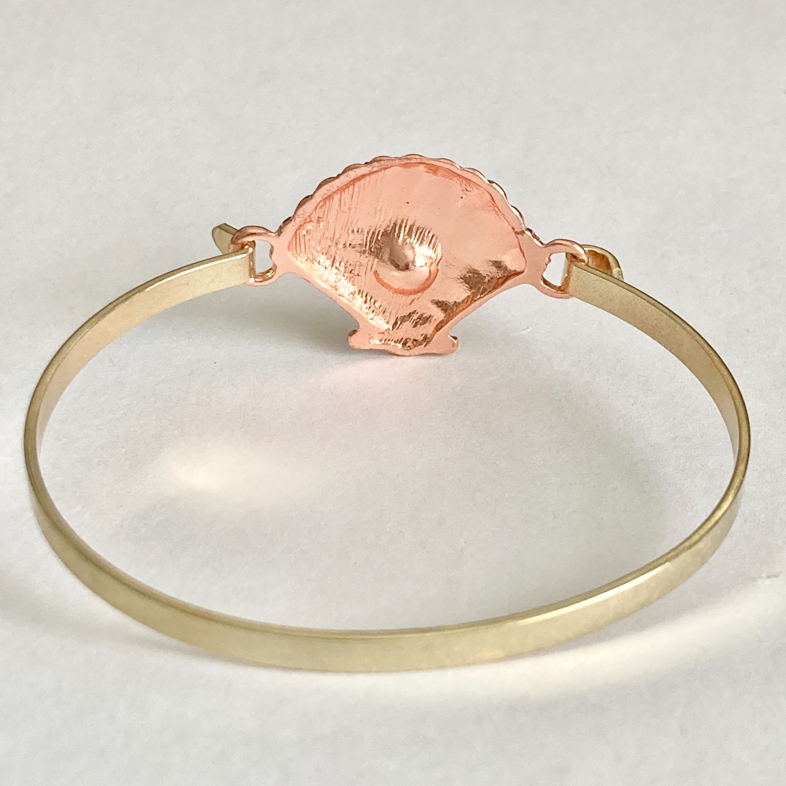 Scallop Sea Shell Bracelet Bangle Nautical Island Beach 7.5″ Gold Plated Crystal