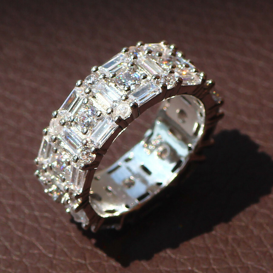 Gorgeous 925 Silver Filled Wedding Ring Women Jewelry Cubic Zircon Ring Sz 6-10
