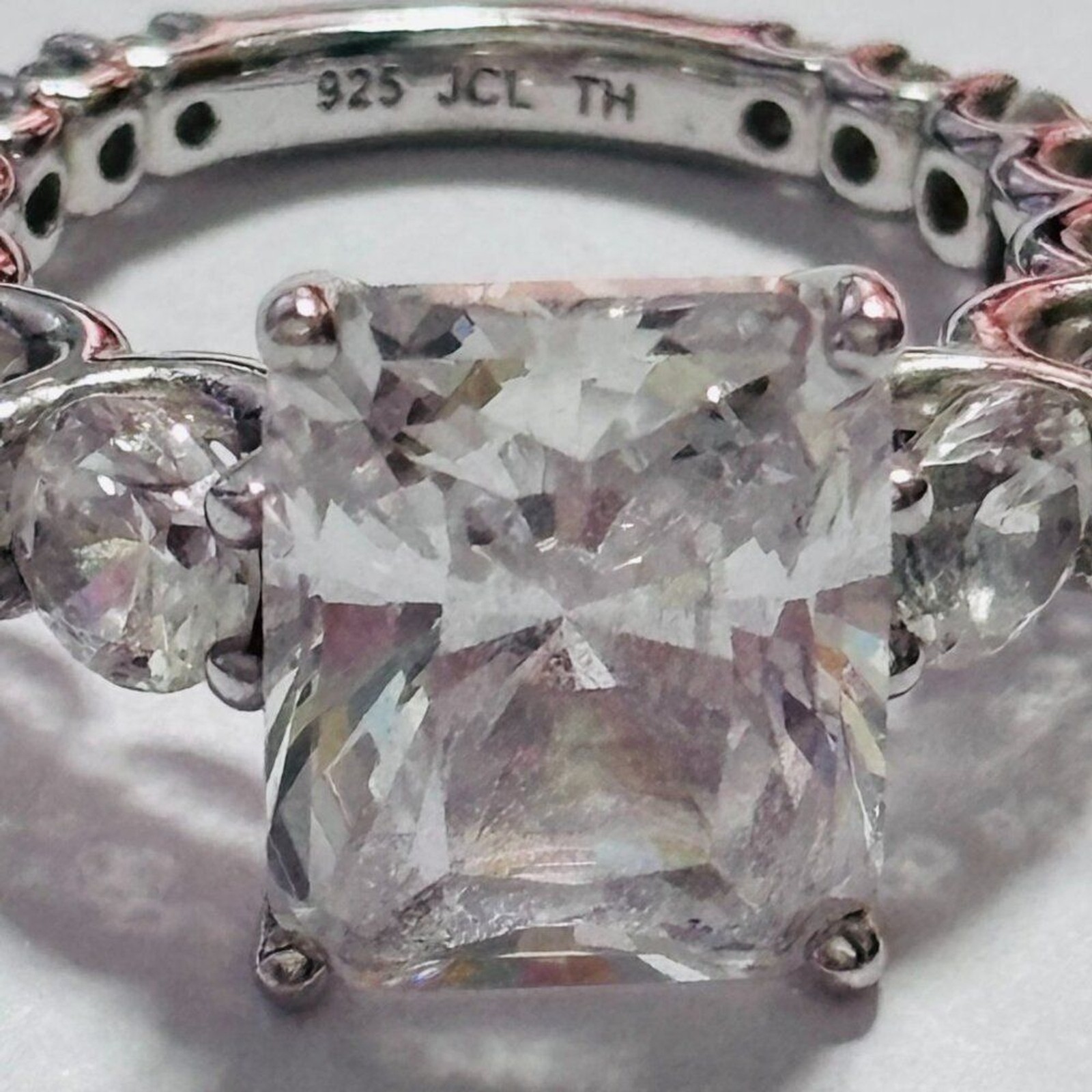 Platinum Clad® 925 Sterling Silver Cushion Cut CZ Engagement Ring Size 4
