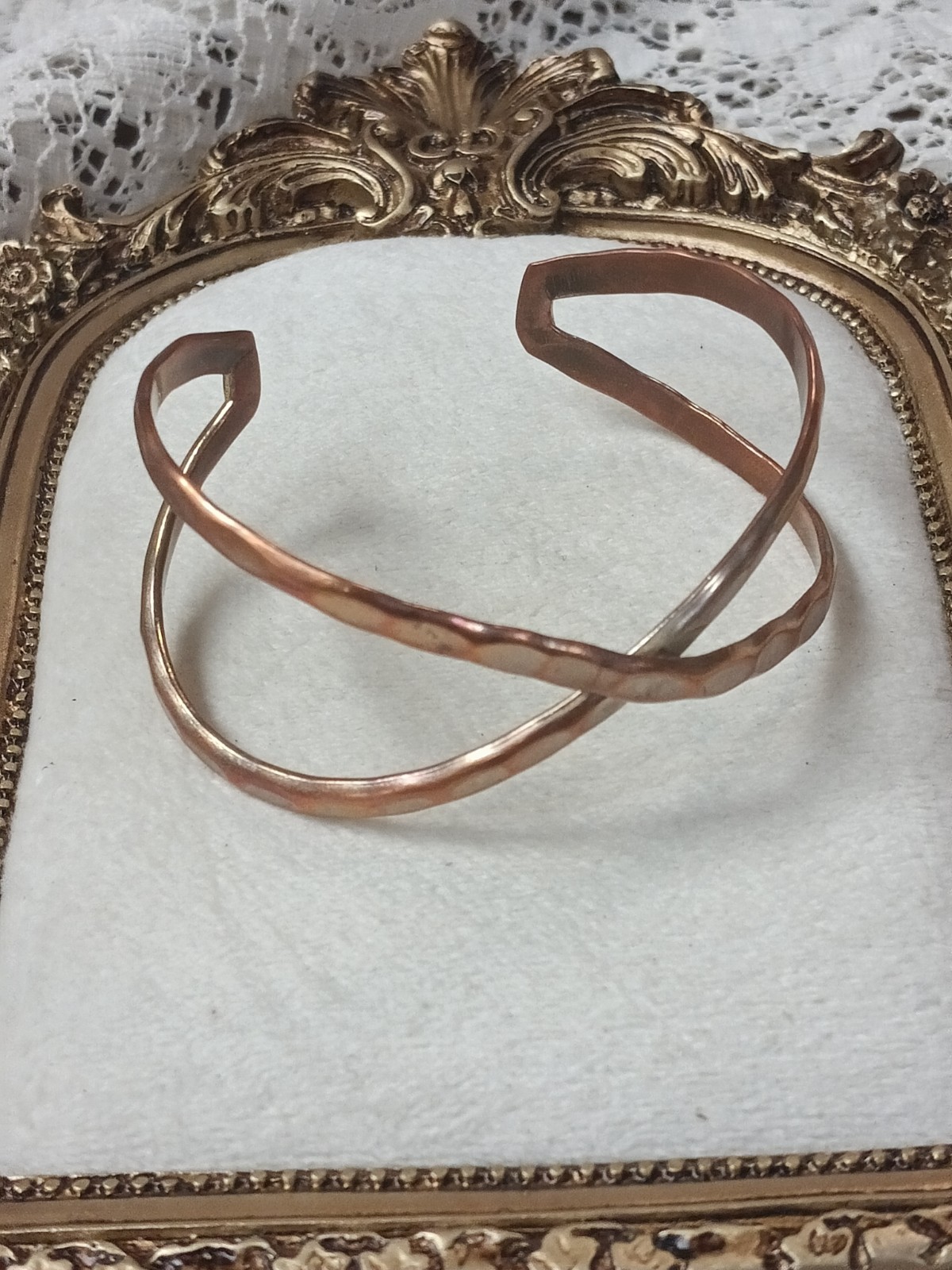 Copper Hammered Wrap Cuff Bracelet, Adjustable Sizable, 6.5-7 in, No Stone