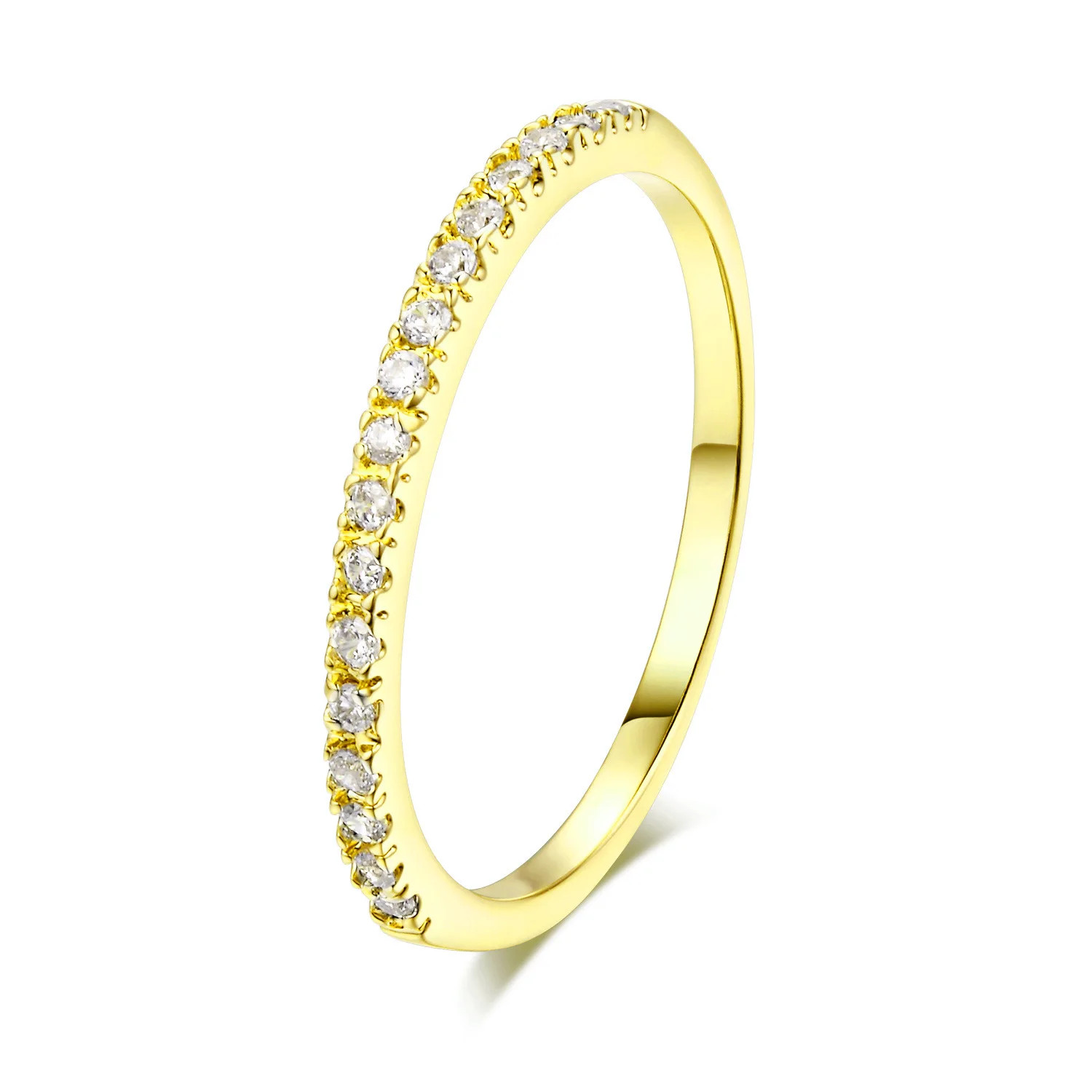 Micro Pave Ring Simulated Zirconia Tension Setting Band Stackable Jewelry