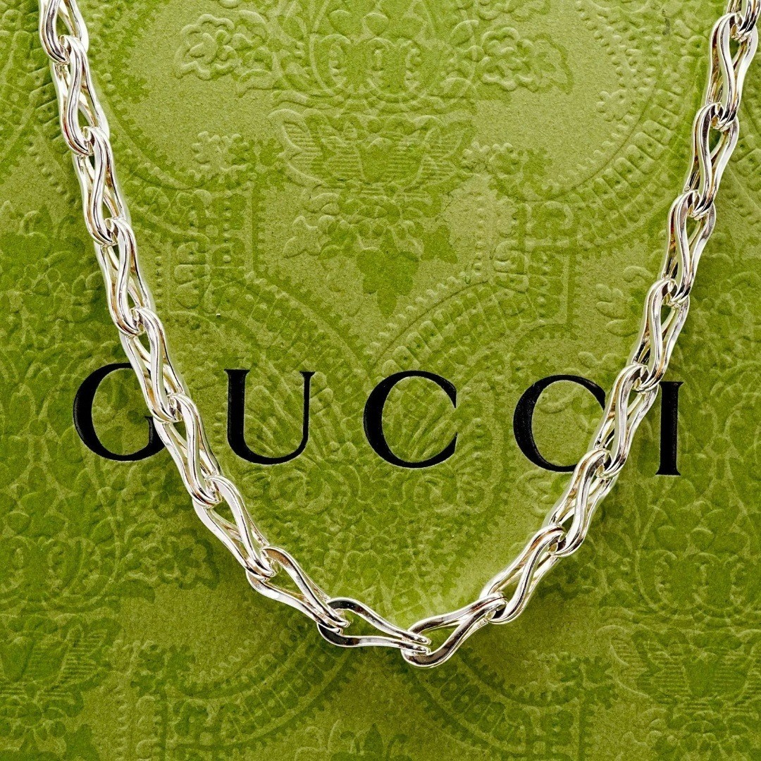 Rare Gucci Silver 925 Drop Chain Long Necklace L 22in 55cm Very Good Condition