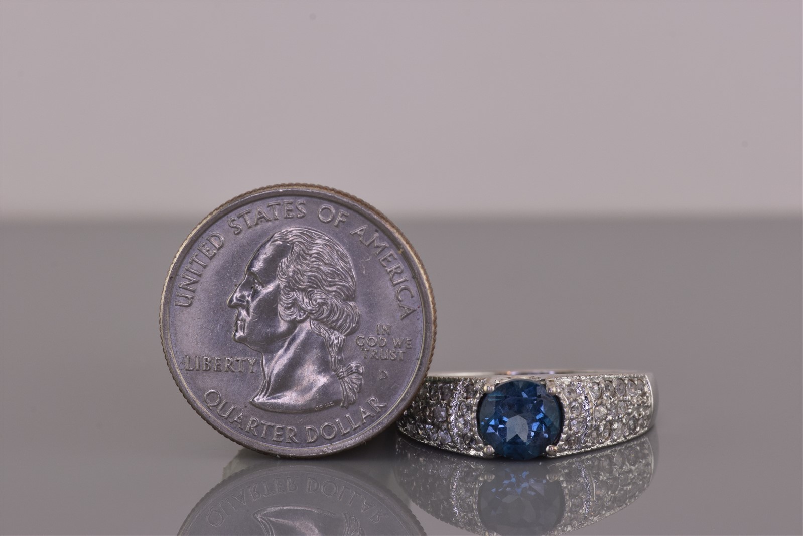 Sterling Silver Blue & White Topaz Clustered Accented Band Ring 925 Sz: 10