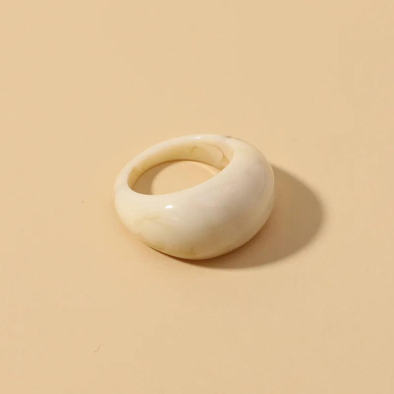 Transparent Acrylic Geometric Ring Round Resin Band Lightweight Jewelry