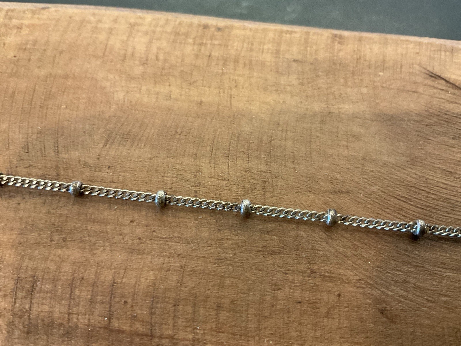 Silver Bracelet With Silver Beads, Fine Chain 8.5 Inches Length