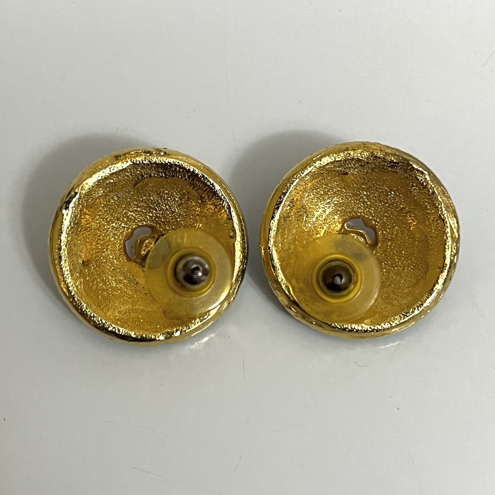 Green Enameled Multicolor Rhinestones Gold Tone Dome Shape Stud Earrings