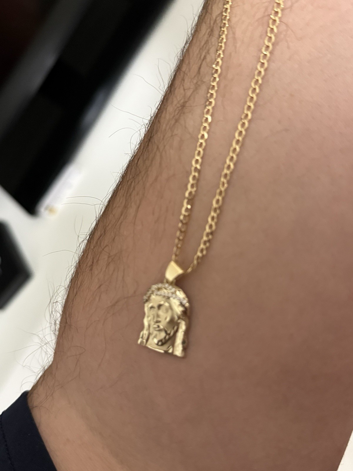 10K Solid Gold Jesus Head Pendant Necklace 22” 4.90g 2.7mm Yellow Gold