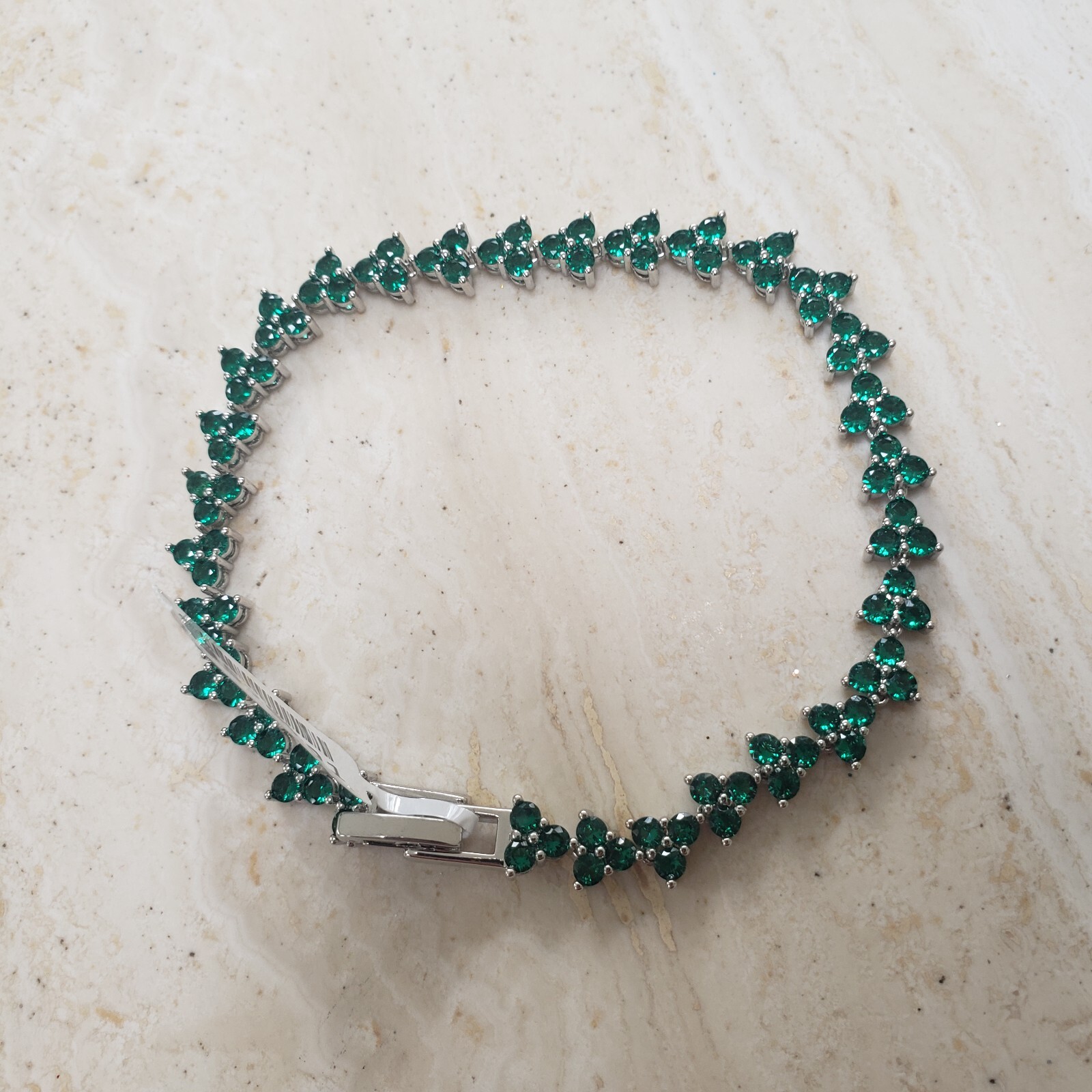 Austrian Green Crystal Tennis Bracelet/Anklet, 18.5cm /7.25 inches