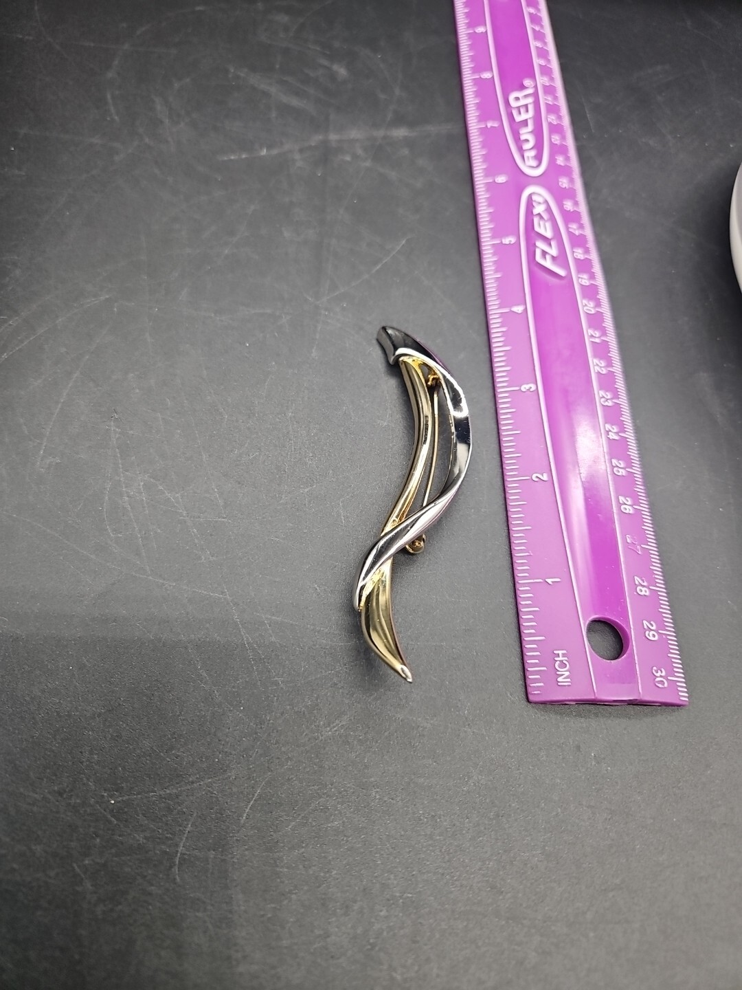 Vintage Abstract Brooch Pin Gold & Silver Tone Retro 3.75inches