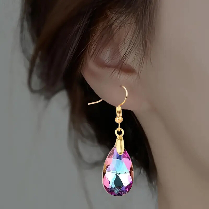 6/12/18 Pair Drop Dangle Drop Earrings with Crystals Multicolour Jewellery