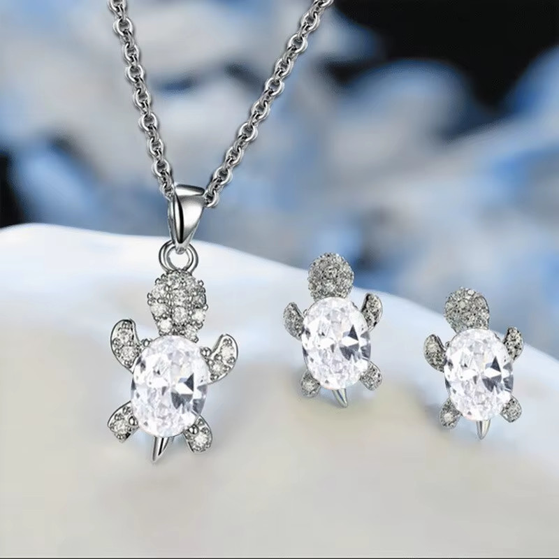Silver-Plated Turtle Necklace Set – 1.7×0.7cm (0.67×0.28in) 50cm Multi-Color Set