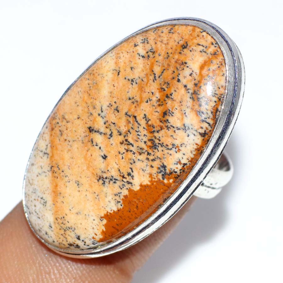 Picture Jasper 925 Silver Plated Ring US 7 Best Friend Gift JW