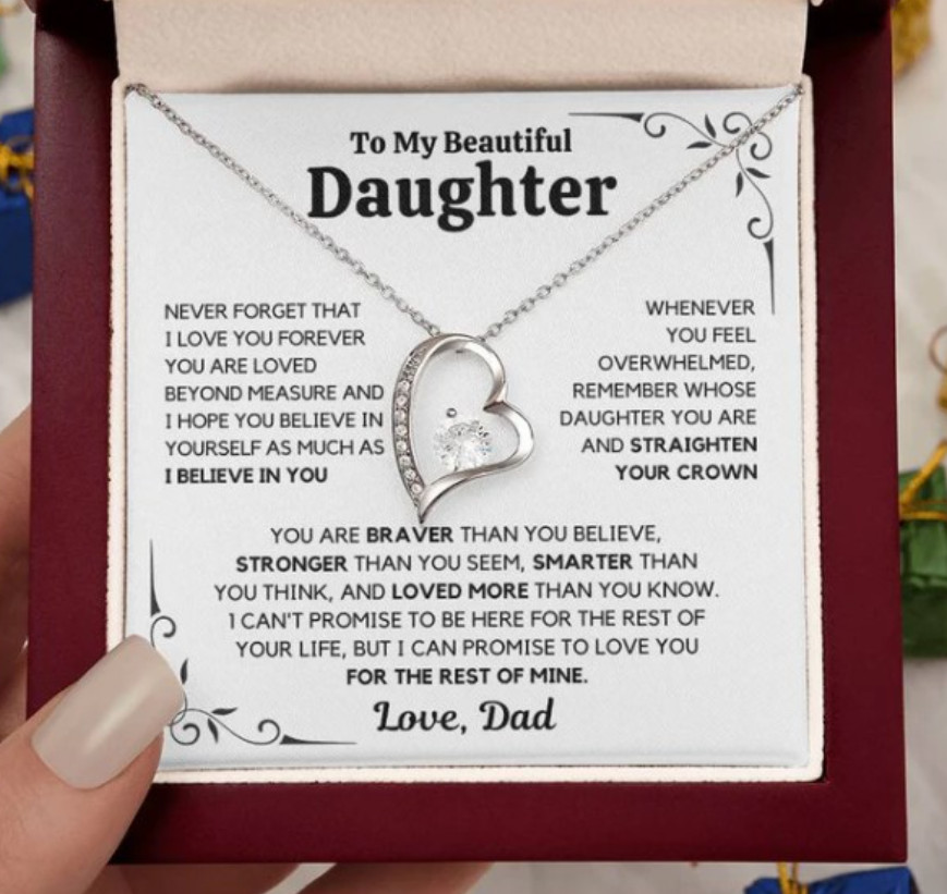 to my beautiful daughter necklace with box gift from love dad