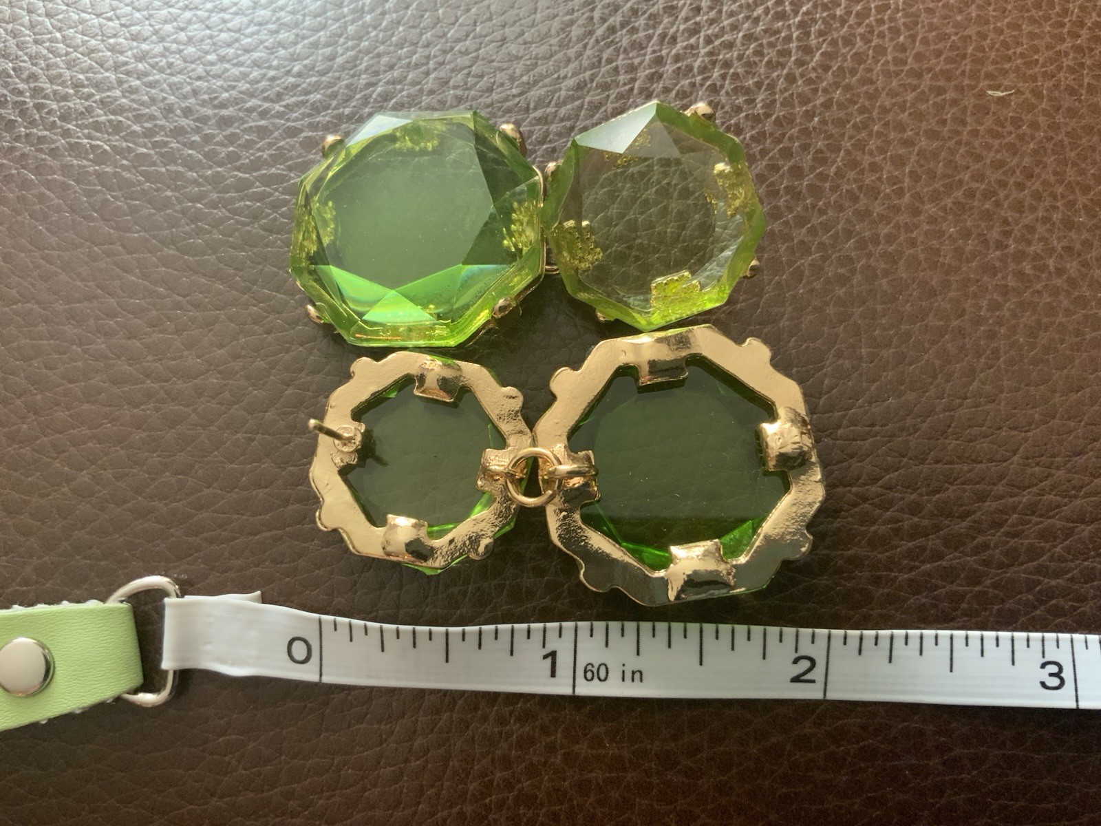 Clear Transparent Earrings Zara Candy Green Geometric Boho Gold Stud CZ