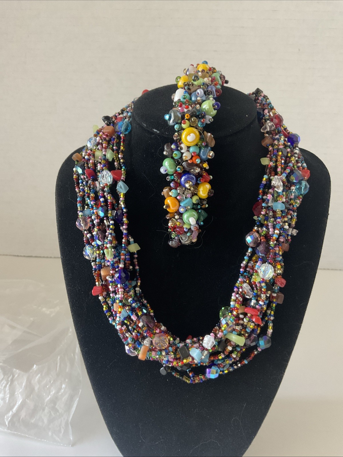 Multi Bead Multi Strand Colorful Necklace And Bracelet