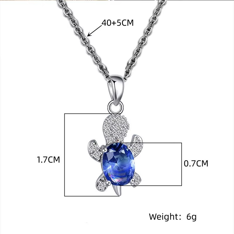 Silver-Plated Turtle Necklace Set – 1.7×0.7cm (0.67×0.28in) 50cm Multi-Color Set