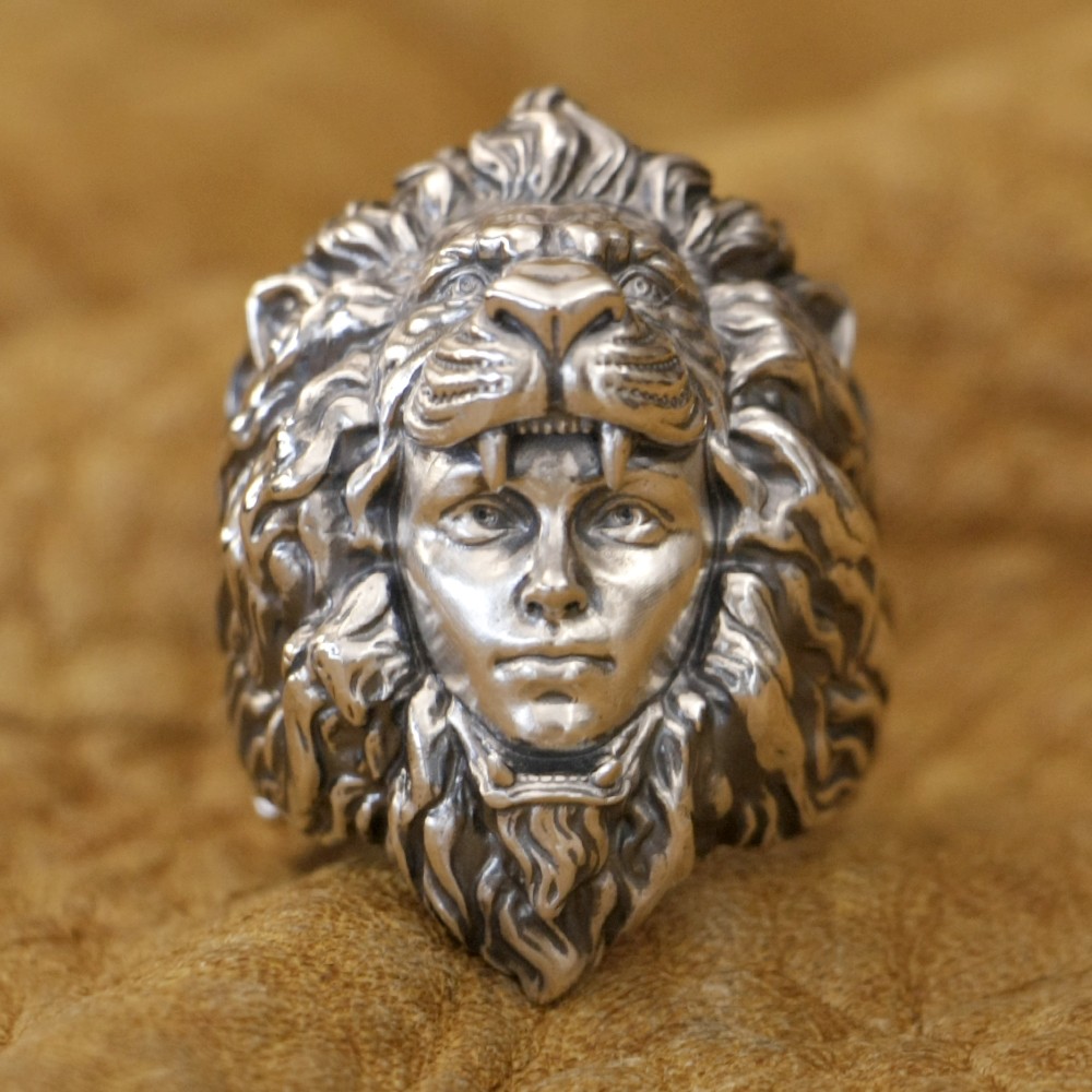 Lion Beauty 925 Sterling Silver Biker Ring TK349D Open US Size 8~15 HZ