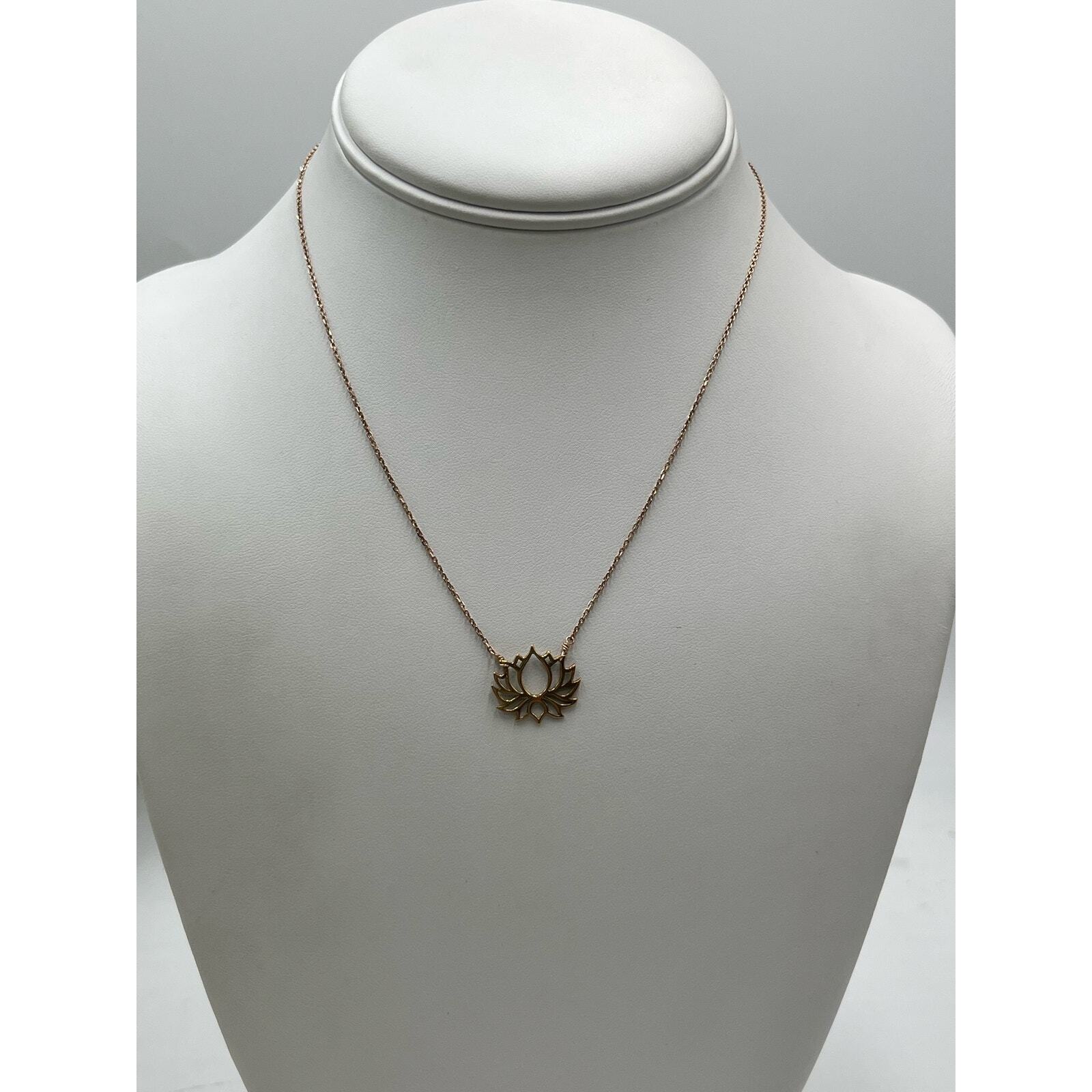 BSI Italy 925 Sterling Vermeil Open Lotus Chain Necklace 16”