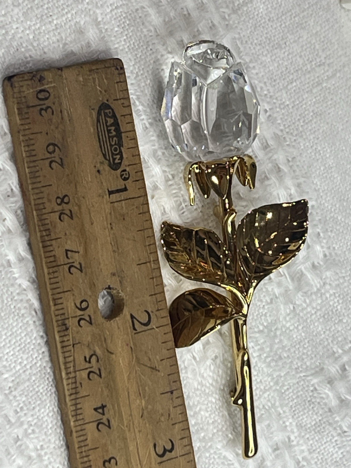 Swarovski Crystal Memories Rose Brooch Pin Gold Tone 3″ w/ Original Box-Gift