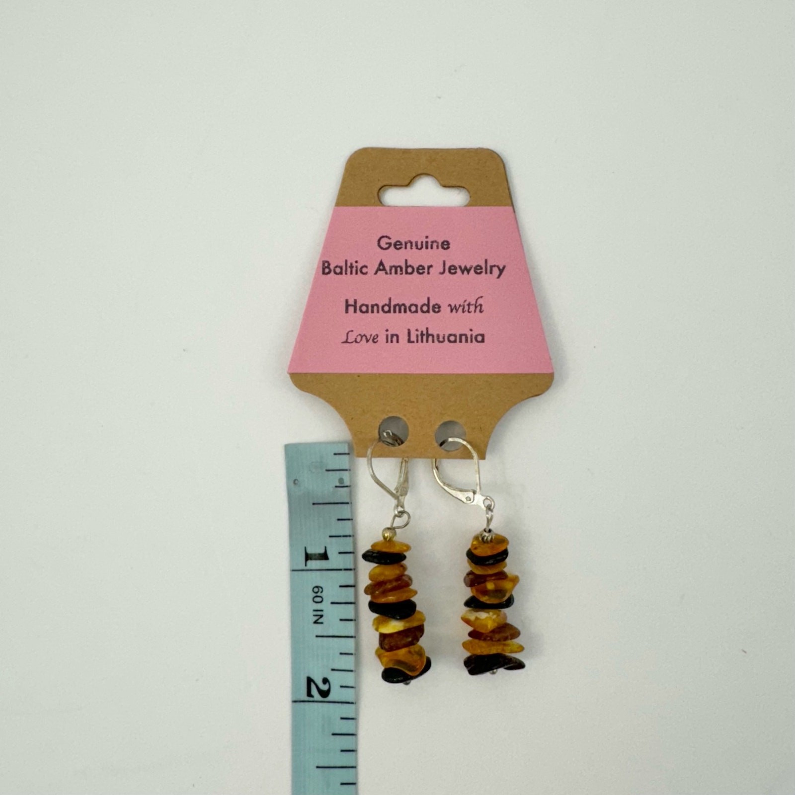 Baltic Amber Earrings Layered Multi-Color Polished (E201)