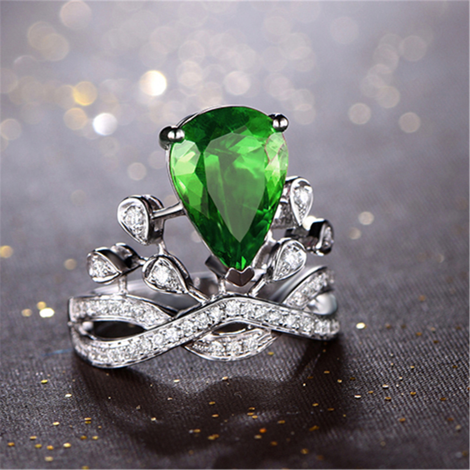 Women S925 Silver White Gold Plated Zircon Rings Men Rings Party Gift JZ083