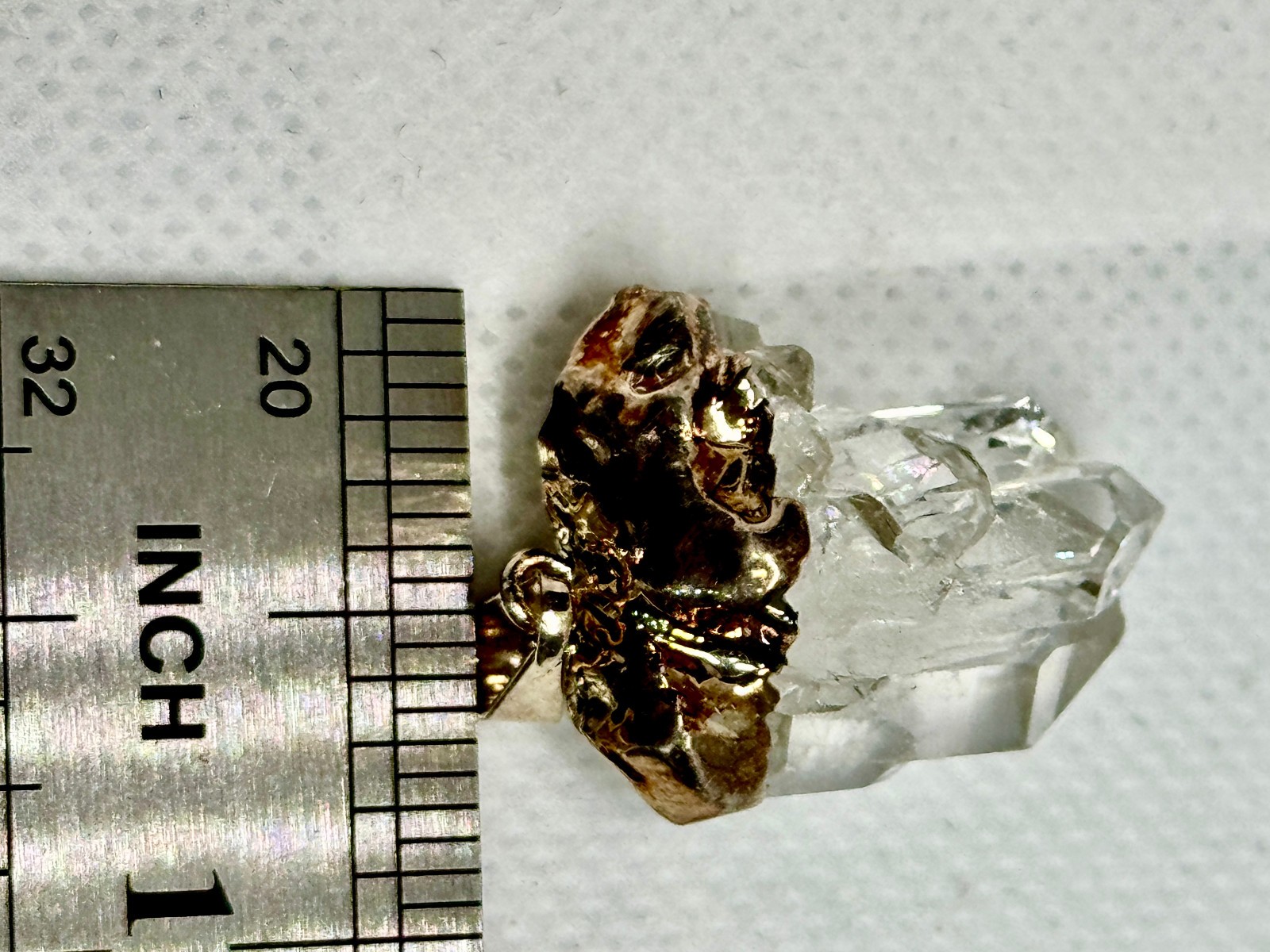 Natural Clear Quartz Crystal Cluster Pendant Copper Electroformed #1