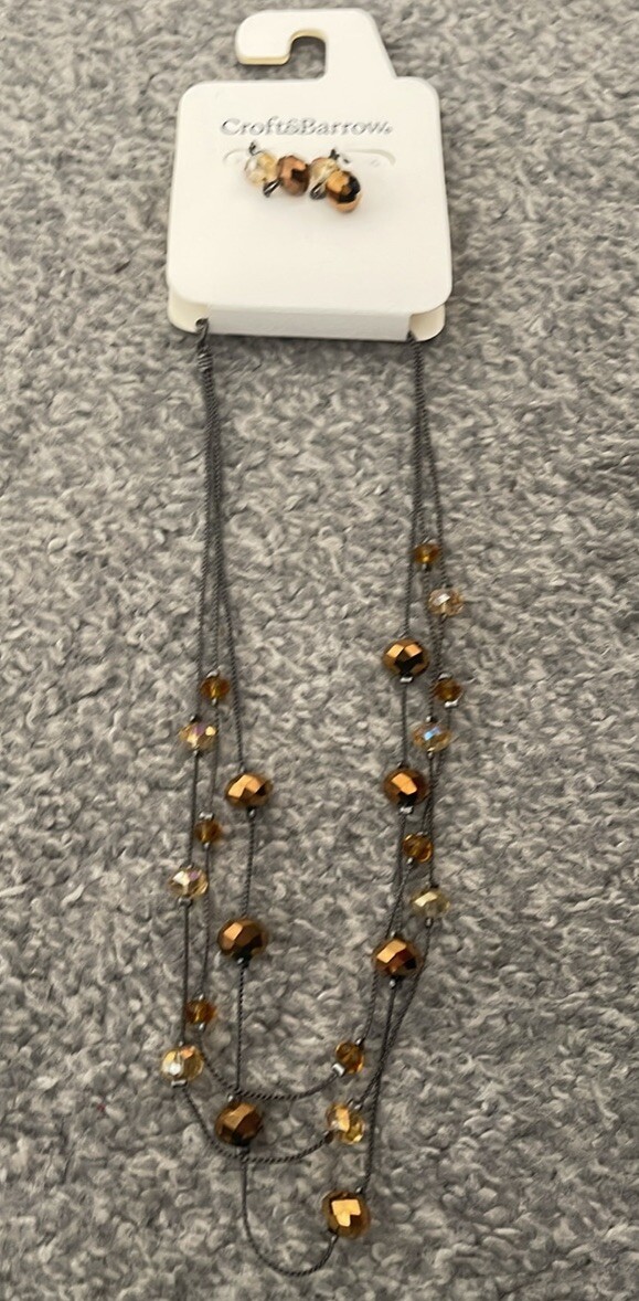 New Croft & Barrow Beaded Necklace And Earring Set