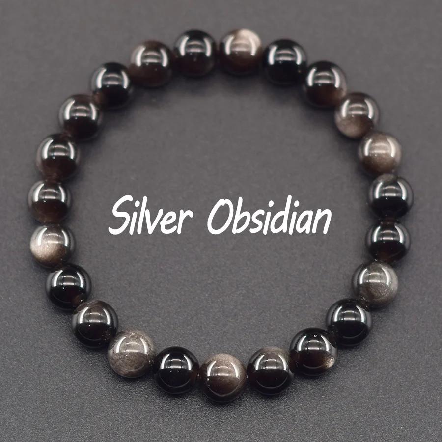 Golden Obsidian Beaded Bracelet Natural Stone Rainbow Tourmaline Energy Jewelry