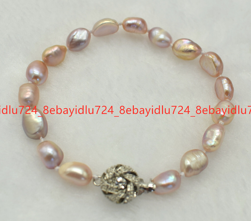 Fashion 7-8/8-9/9-10mm Multicolor Baroque Freshwater Pearl Bracelet 7.5”