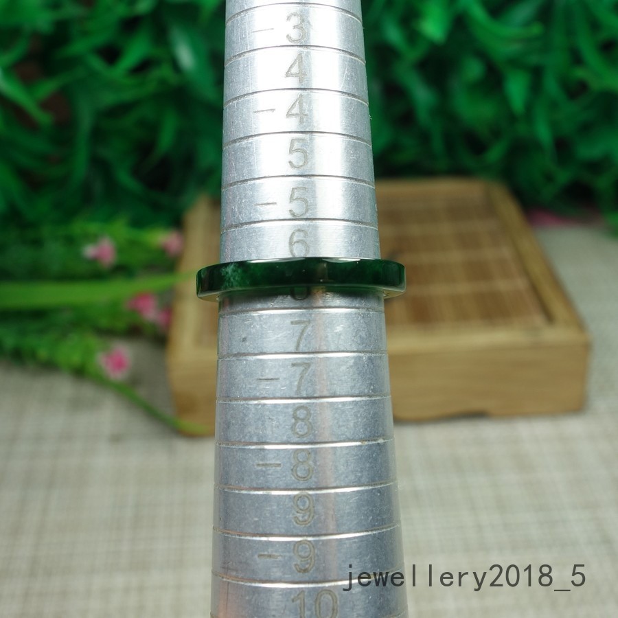 2Pcs Certified Green 100% Natural A jadeite Jade Ring 细条 戒指 指环 USA.6.5#-7.5#