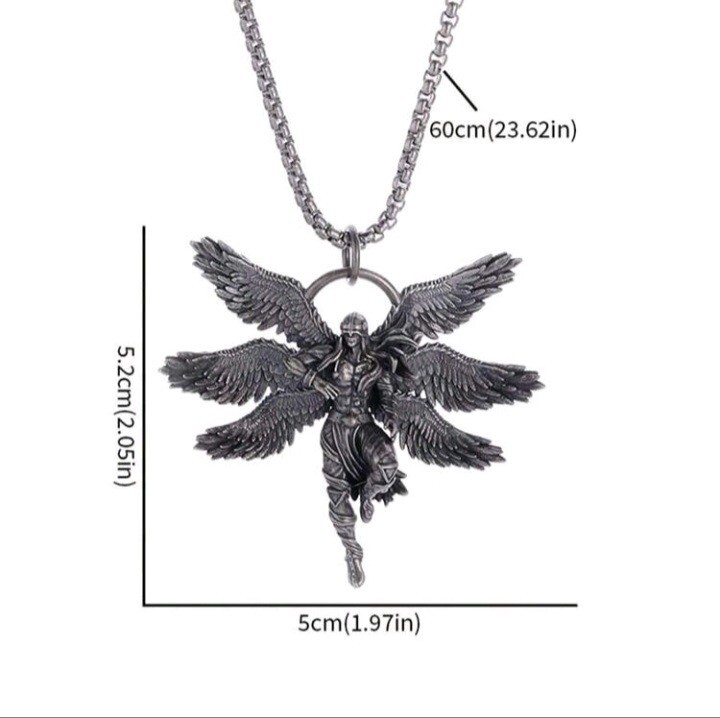 USA SELLER Mythical Seraph Warrior Patron Saint Pendant Necklace Fashion Silver