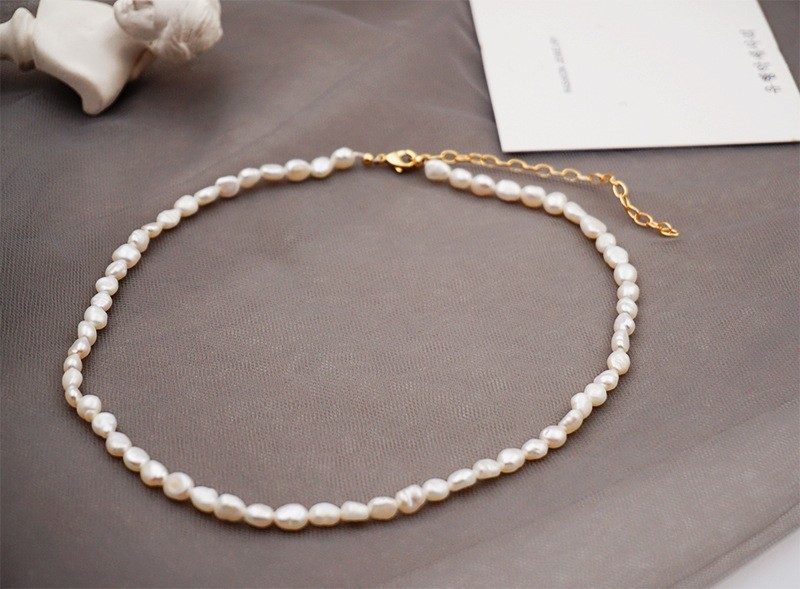 Natural Freshwater Baroque Pearl Necklace White Clavicle Chain Wedding Gift Wome