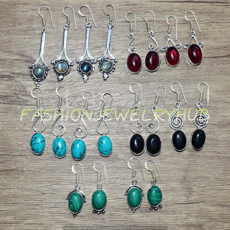Turquoise & Mix Gemstone Ethnic Handmade Fashion Earrings 20pcs Lot FE-522