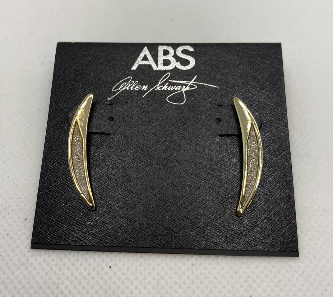 NEW ABS by Allen Schwartz Crescent Moon Crystal Earrings FREE Shipping