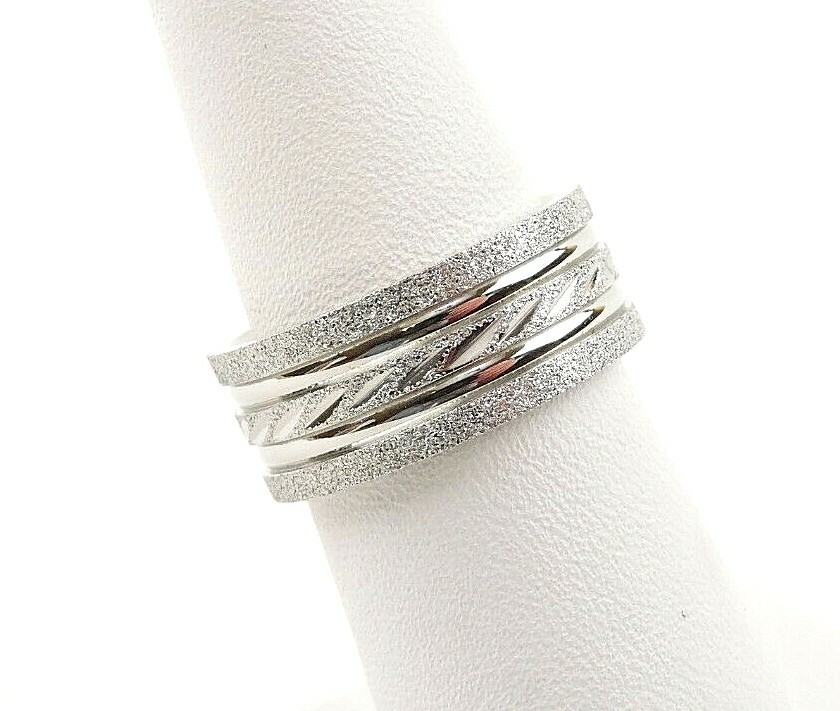 Stainless Steel Textured 8 mm Comfort Fit Band Ring – Free Gift Packaging