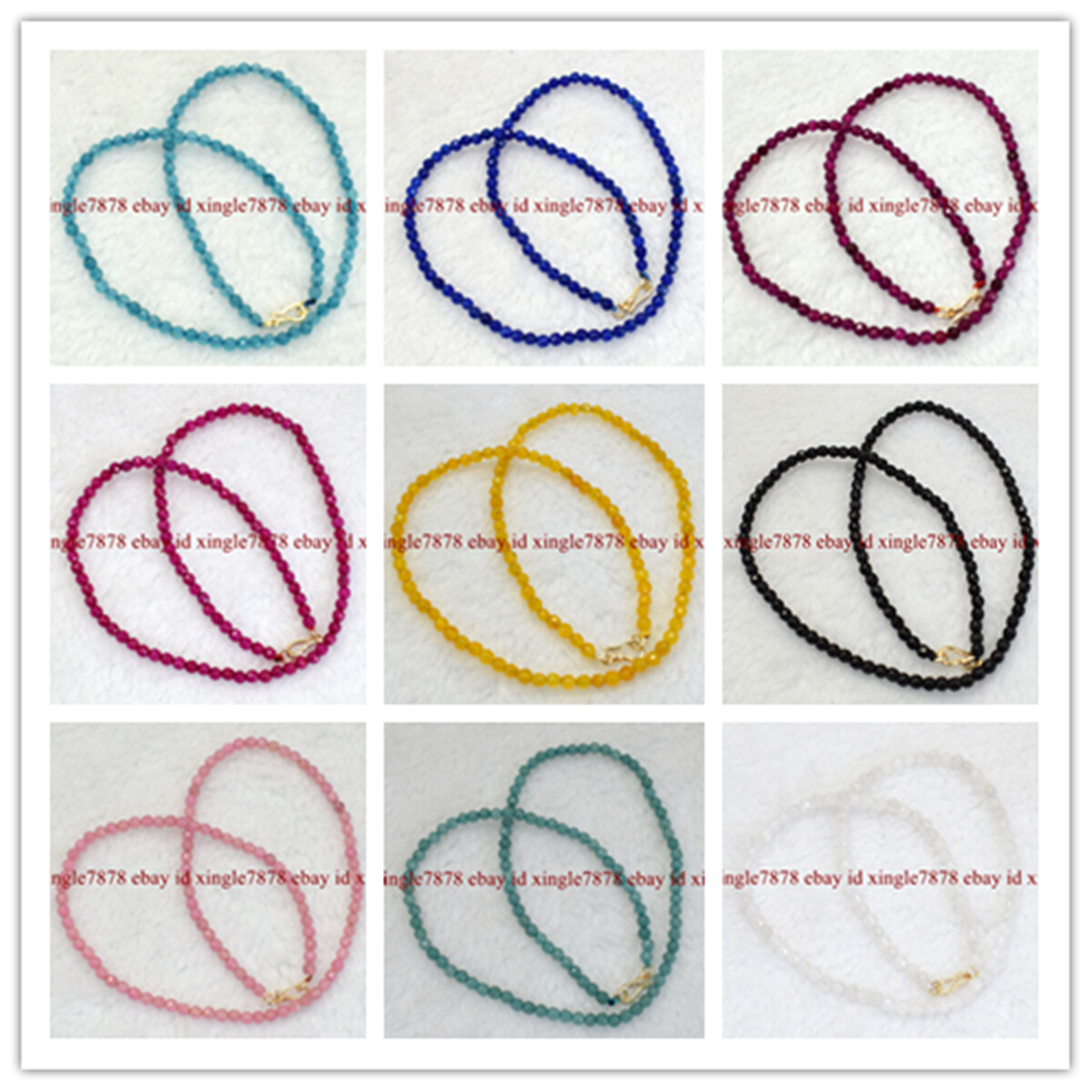 Natural 4mm Faceted Multicolor Gemstone Round Bead Necklace 16-28″