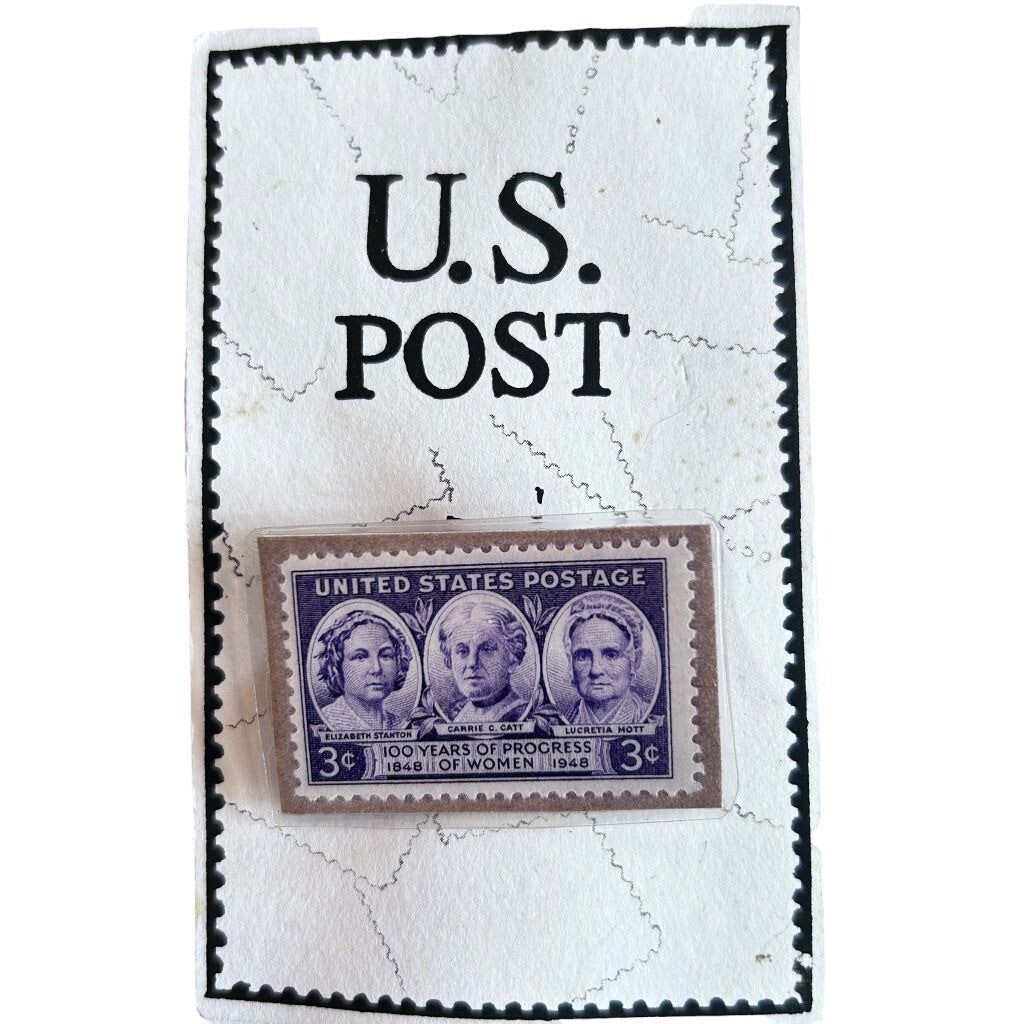 Stamp Brooch Pin “3 Cents US Progress of Women” 1 3/8″ x 1 7/8″